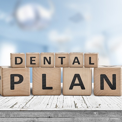 Blocks spelling out dental plan