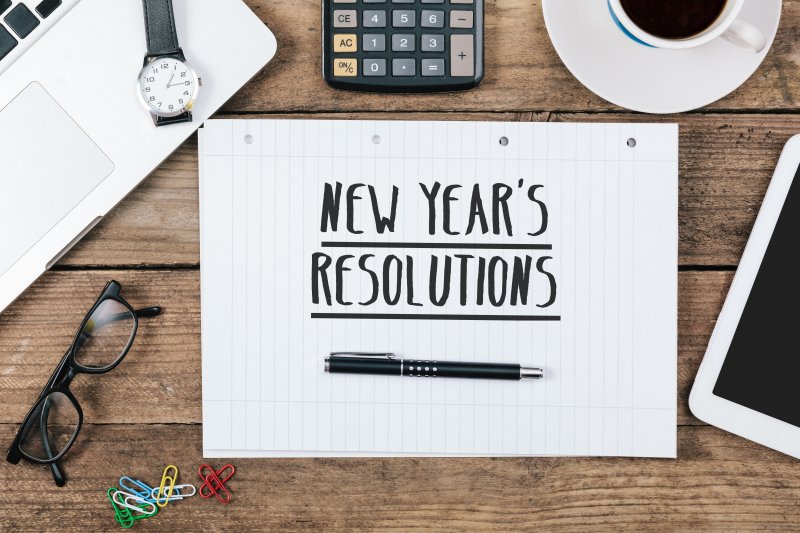 new year’s resolutions in notebook