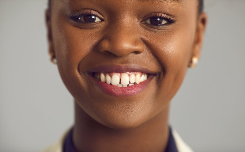 A girl with a gap in her teeth